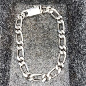 925 Sterling Silver Vintage Mexico Figaro Link  Bracelet